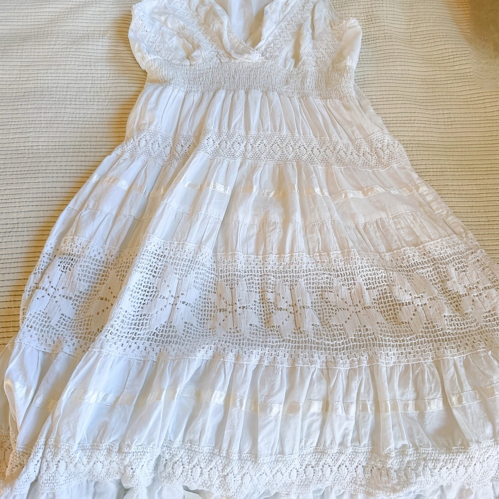 Classic Femininity !  Boho White Lace Cotton Women’s Dress- So Versatile!!